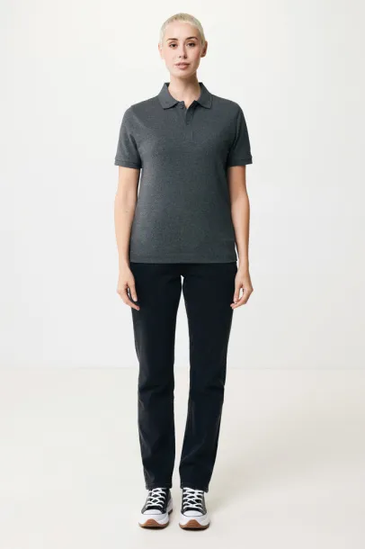  Iqoniq Yosemite recycled cotton pique polo, heather grey - iqoniq anthracite 