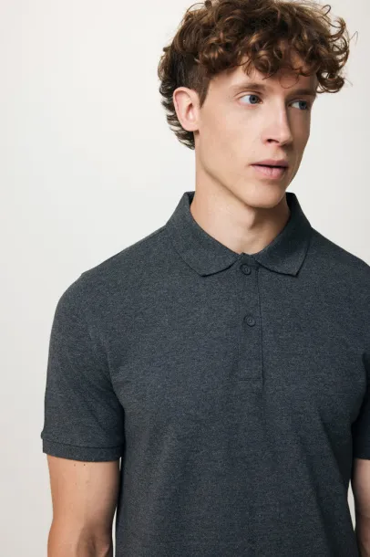  Iqoniq Yosemite recycled cotton pique polo, heather grey - iqoniq anthracite 