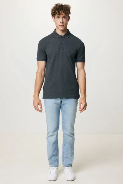  Iqoniq Yosemite recycled cotton pique polo, heather grey - iqoniq anthracite 