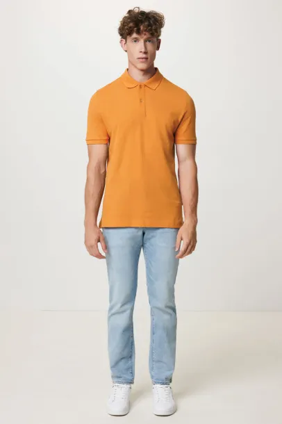  Iqoniq Yosemite recycled cotton pique polo, heather grey - iqoniq Orange 