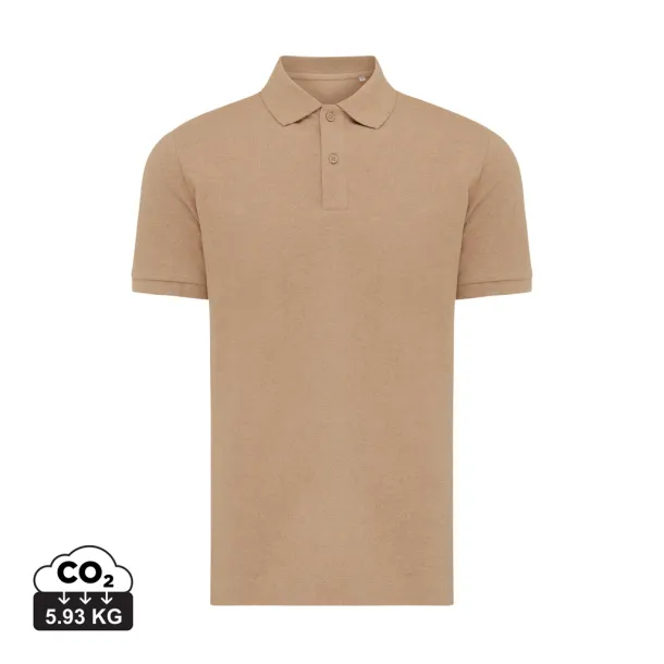  Iqoniq Yosemite recycled cotton pique polo, heather grey - iqoniq brown 