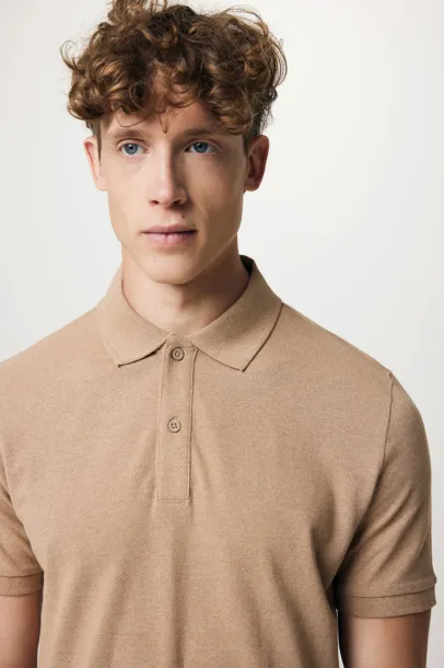  Iqoniq Yosemite recycled cotton pique polo, heather grey - iqoniq brown 