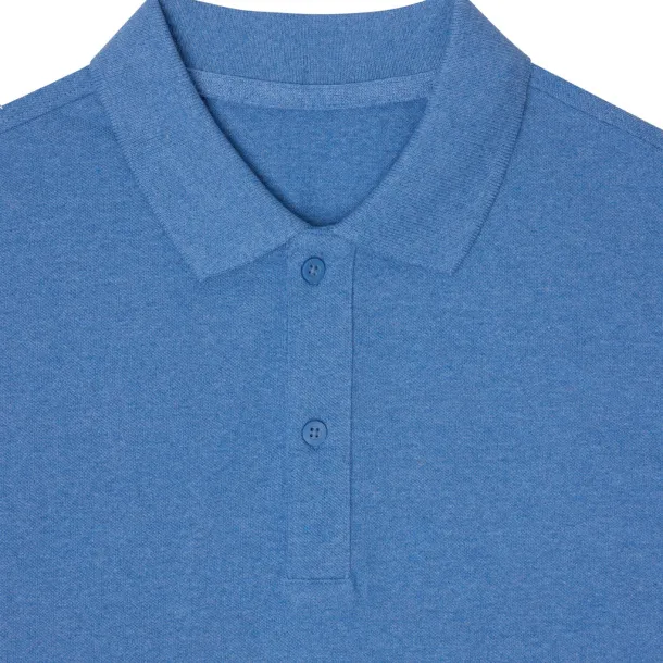  Iqoniq Yosemite recycled cotton pique polo, heather grey - iqoniq blue 