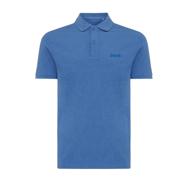  Iqoniq Yosemite recycled cotton pique polo, heather grey - iqoniq blue 