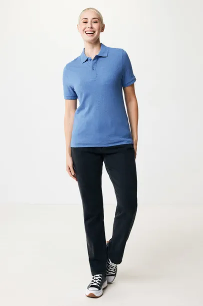  Iqoniq Yosemite recycled cotton pique polo, heather grey - iqoniq blue 