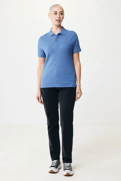  Iqoniq Yosemite recycled cotton pique polo, heather grey - iqoniq blue 