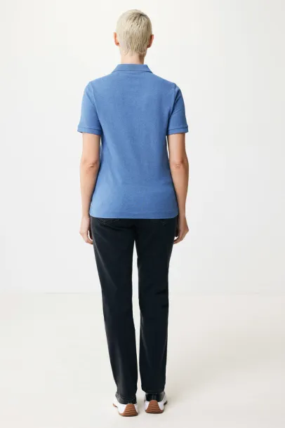  Iqoniq Yosemite recycled cotton pique polo, heather grey - iqoniq blue 