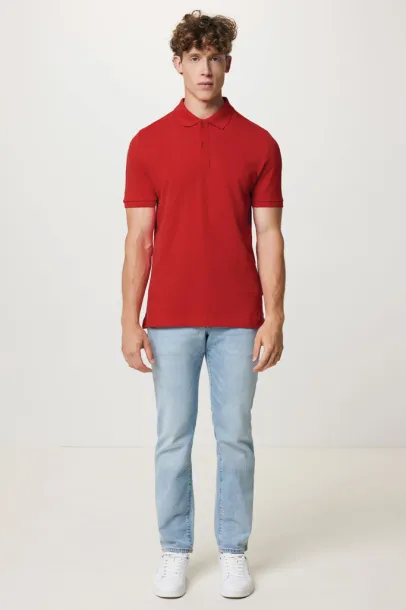  Iqoniq Yosemite recycled cotton pique polo, heather grey - iqoniq Red 