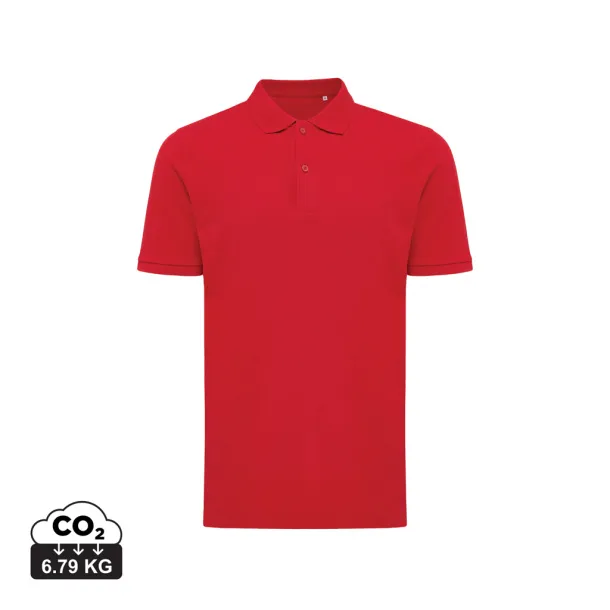  Iqoniq Yosemite recycled cotton pique polo, heather grey - iqoniq Red 