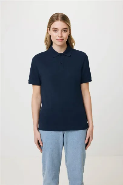  Iqoniq Yosemite recycled cotton pique polo, heather grey - iqoniq blue 