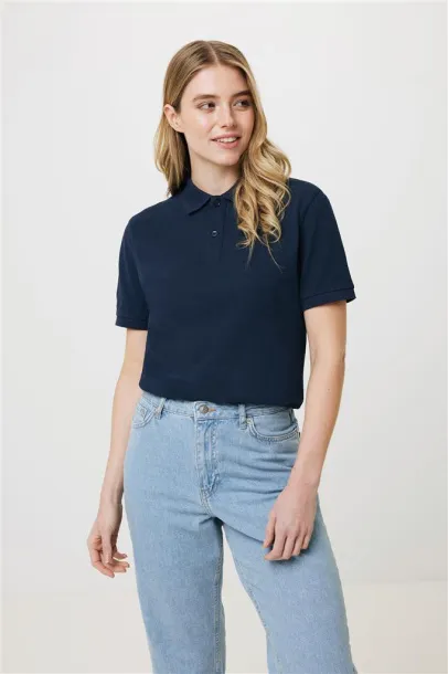  Iqoniq Yosemite recycled cotton pique polo, heather grey - iqoniq blue 