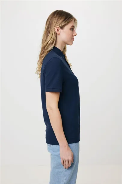  Iqoniq Yosemite recycled cotton pique polo, heather grey - iqoniq blue 