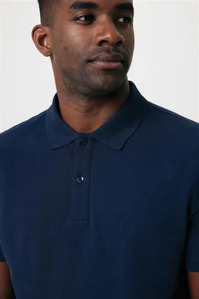  Iqoniq Yosemite recycled cotton pique polo, heather grey - iqoniq blue 