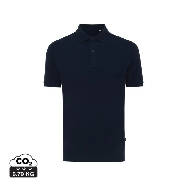  Iqoniq Yosemite recycled cotton pique polo, heather grey - iqoniq blue 