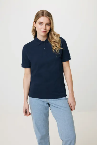  Iqoniq Yosemite recycled cotton pique polo, heather grey - iqoniq blue 