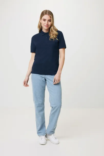  Iqoniq Yosemite recycled cotton pique polo, heather grey - iqoniq blue 