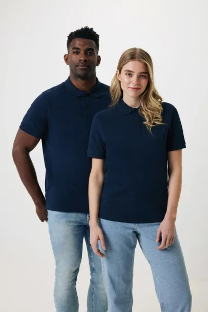  Iqoniq Yosemite recycled cotton pique polo, heather grey - iqoniq blue 