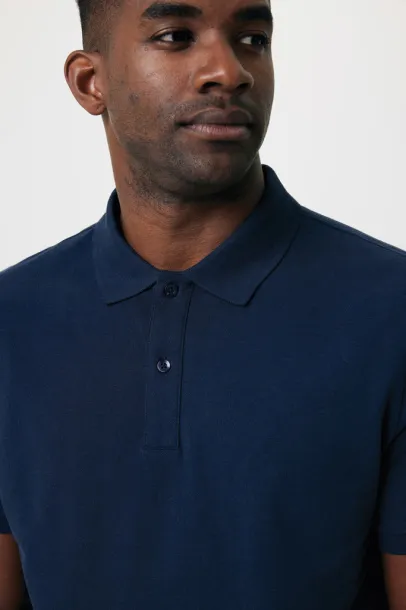  Iqoniq Yosemite recycled cotton pique polo, heather grey - iqoniq blue 