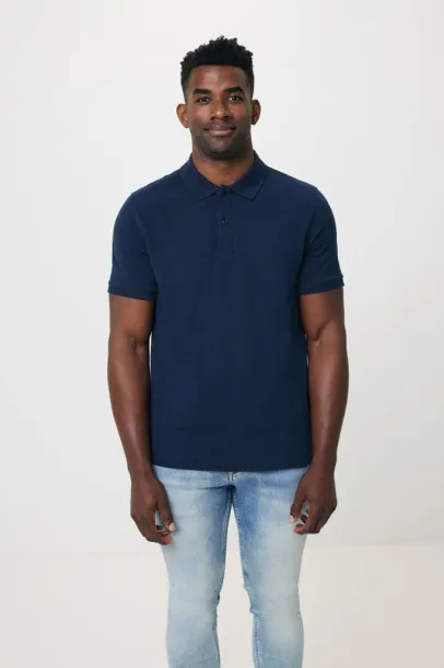  Iqoniq Yosemite recycled cotton pique polo, heather grey - iqoniq blue 