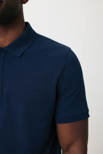  Iqoniq Yosemite recycled cotton pique polo, heather grey - iqoniq blue 