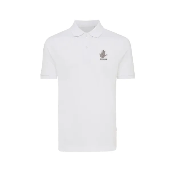  Iqoniq Yosemite recycled cotton pique polo, heather grey - iqoniq recycled white 