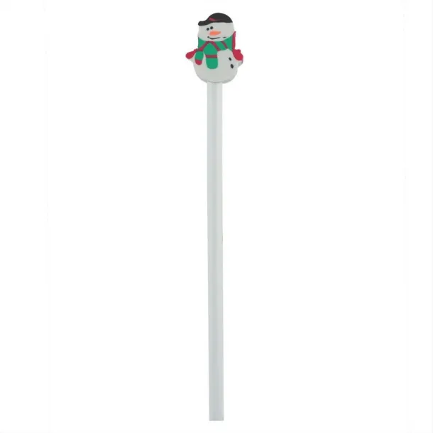  Pencil with eraser, Christmas pattern white