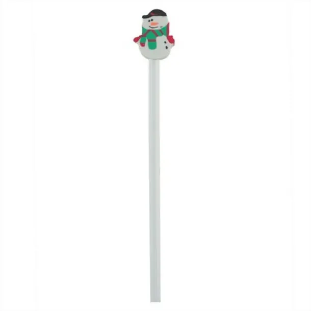  Pencil with eraser, Christmas pattern white