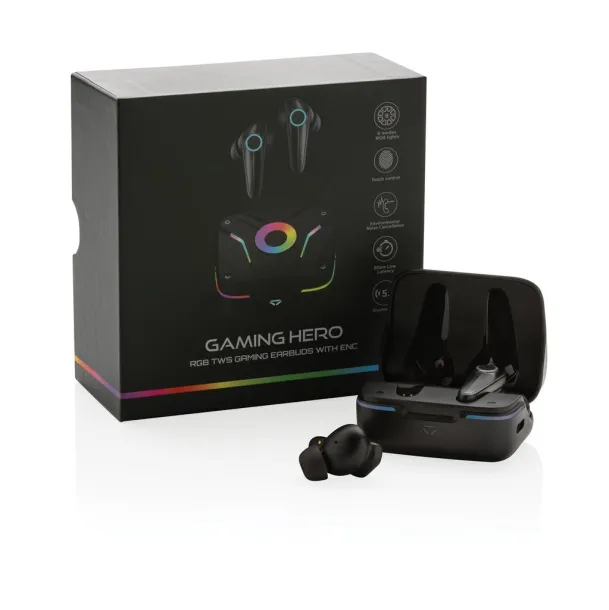  RGB gaming earbuds with ENC - Gaming Hero Black 