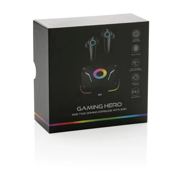  RGB gaming earbuds with ENC - Gaming Hero Black 