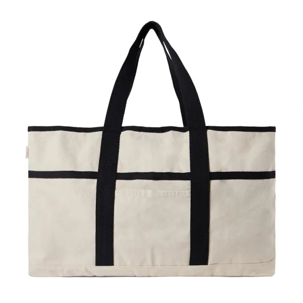  VINGA Volonne AWARE™ recycled canvas beach bag - Vinga off white, black Black