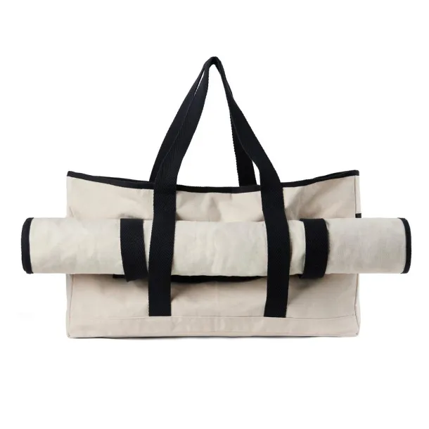  VINGA Volonne AWARE™ recycled canvas beach bag - Vinga off white, black Black