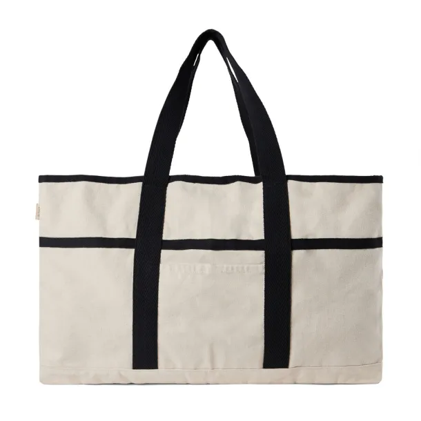  VINGA Volonne AWARE™ recycled canvas beach bag - Vinga off white, black Black