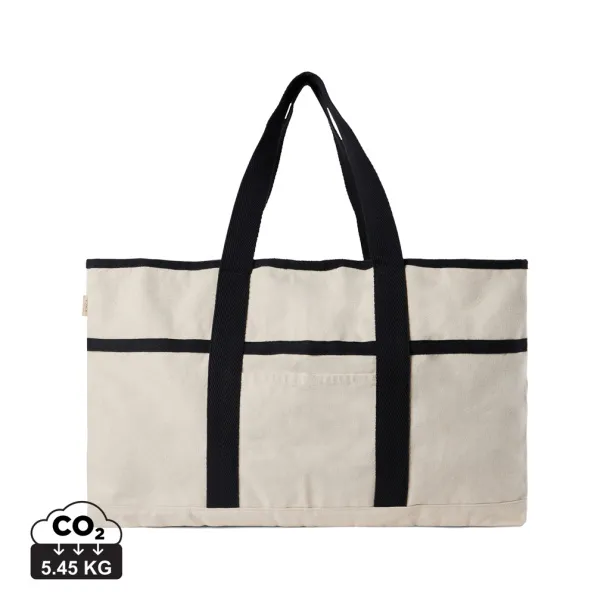  VINGA Volonne AWARE™ recycled canvas beach bag - Vinga off white, black Black