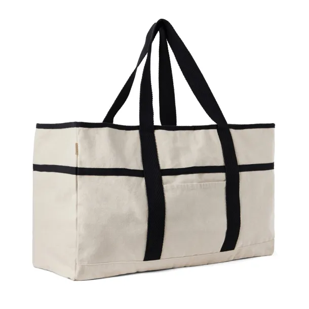  VINGA Volonne AWARE™ recycled canvas beach bag - Vinga off white, black Black