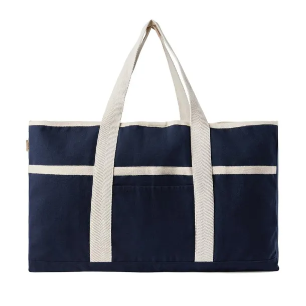  VINGA Volonne AWARE™ recycled canvas beach bag - Vinga blue, off white 11-0606 TPG
