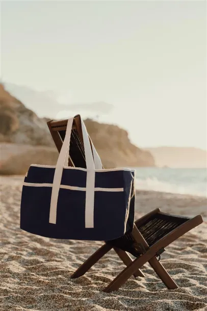  VINGA Volonne AWARE™ torba za plažu od recikliranog platna - Vinga blue, off white 11-0606 TPG