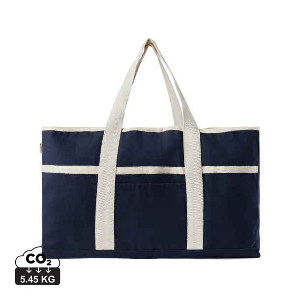  VINGA Volonne AWARE™ recycled canvas beach bag - Vinga blue, off white 11-0606 TPG