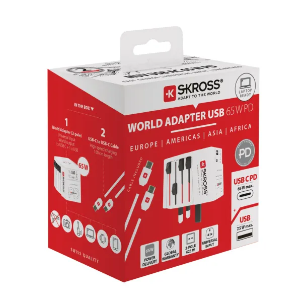 SKROSS putni adapter MUV 65W s USB C kabelom - Skross Bijela 
