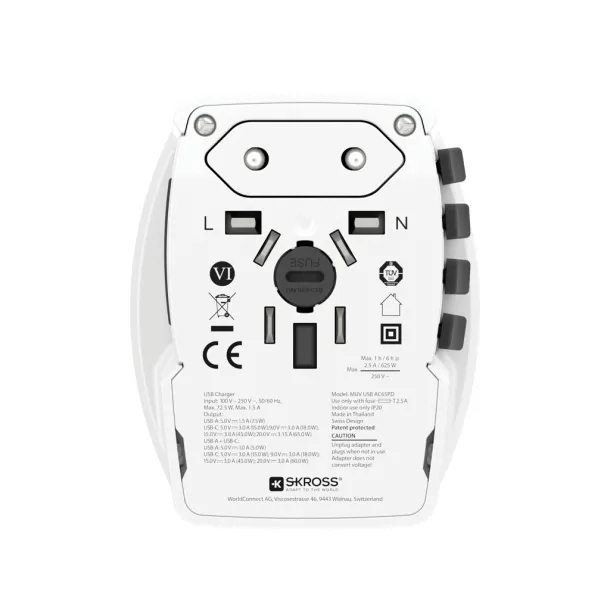 SKROSS putni adapter MUV 65W s USB C kabelom - Skross Bijela 
