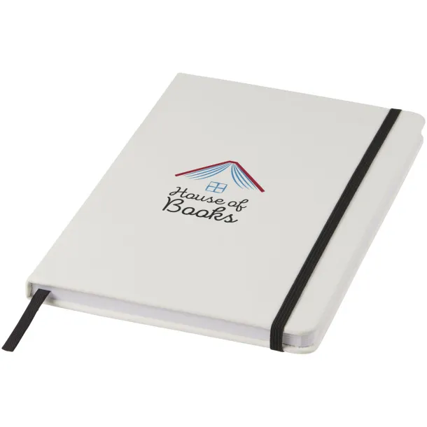 Spectrum A5 white notebook with coloured strap White Crna