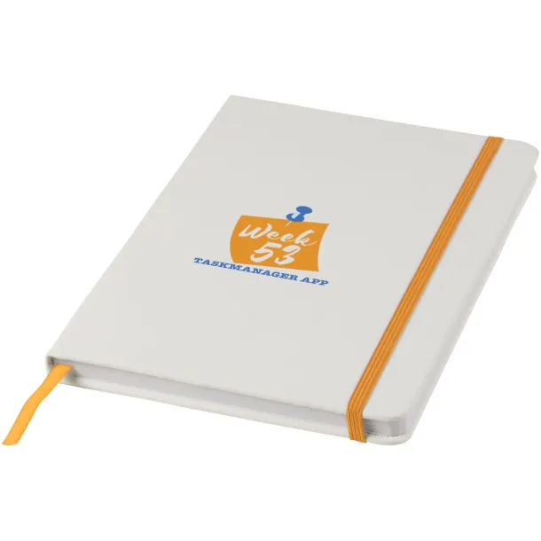 Spectrum A5 white notebook with coloured strap - Unbranded White Orange