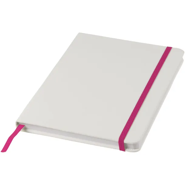 Spectrum A5 white notebook with coloured strap White Magenta