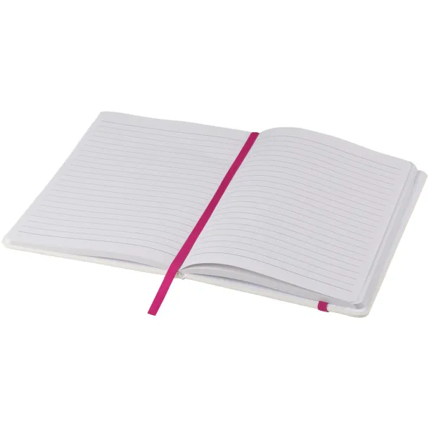 Spectrum A5 white notebook with coloured strap White Magenta