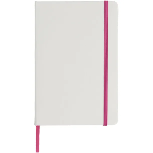 Spectrum A5 white notebook with coloured strap White Magenta