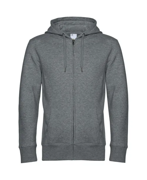  KING muški hoodie s patentnim zatvaračem, 280 g/m² - B&C Heather Mid Grey