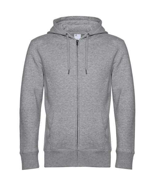  KING muški hoodie s patentnim zatvaračem, 280 g/m² - B&C Heather Grey