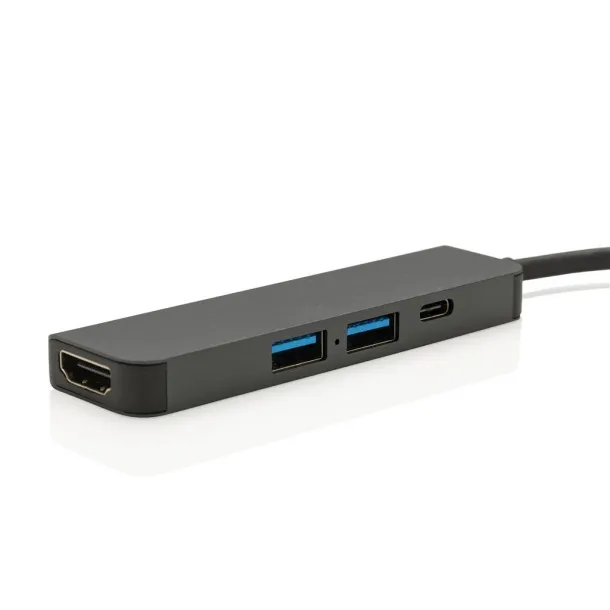  Terra USB hub s HDMI ulazom od RCS recikliranog aluminija - XD Xclusive Siva 