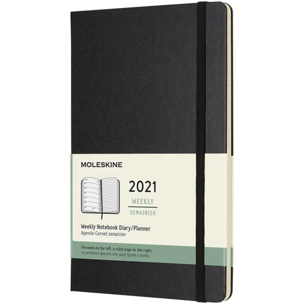 Moleskine 12M weekly L hard cover planner - Moleskine Solid black