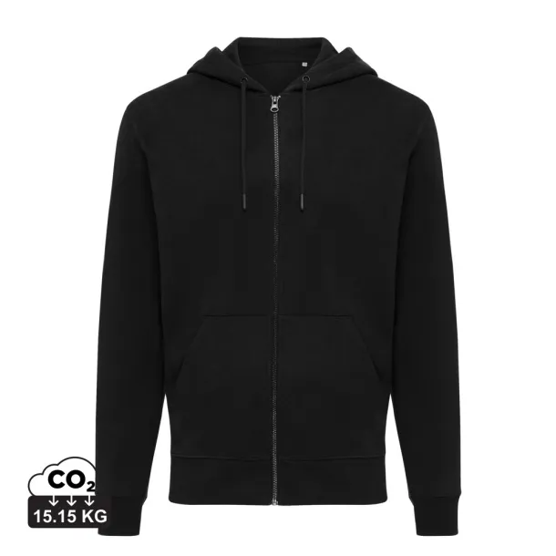  Iqoniq Abisko hoodie sa zatvaračem od recikliranog pamuka - iqoniq Crna 