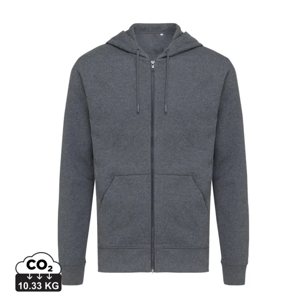  Iqoniq Abisko hoodie sa zatvaračem od recikliranog pamuka - iqoniq anthracite 